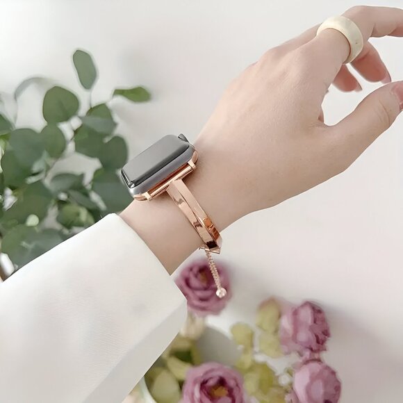 Apple Watch Band Adjustable Slim Stylish Silver Stainless Bracelet Rosegold - Picture 1 of 9